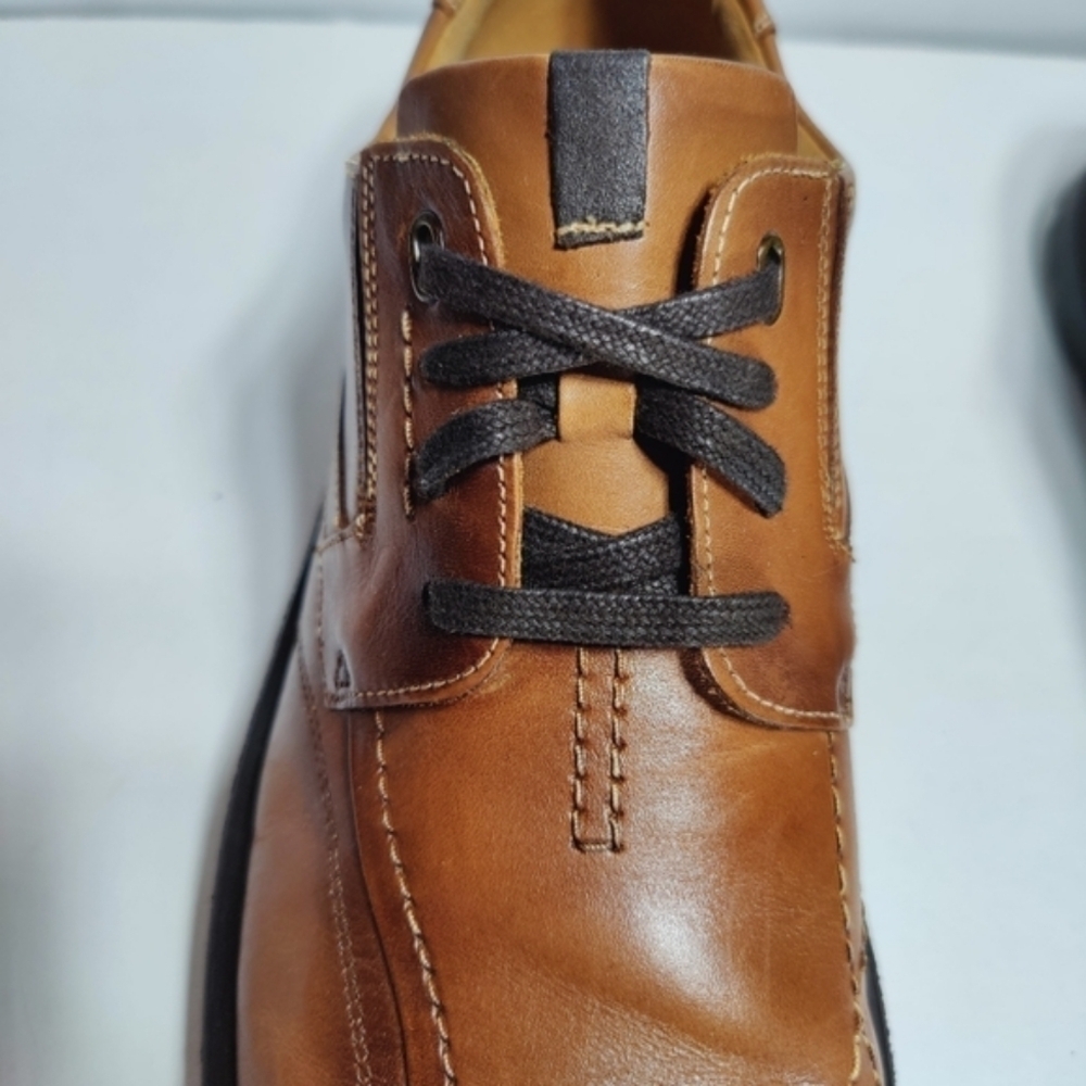 Clarks Men's Gessler Lace Formal Dress Brown Leather Oxford Shoes Size 14 - Picture 4 of 12